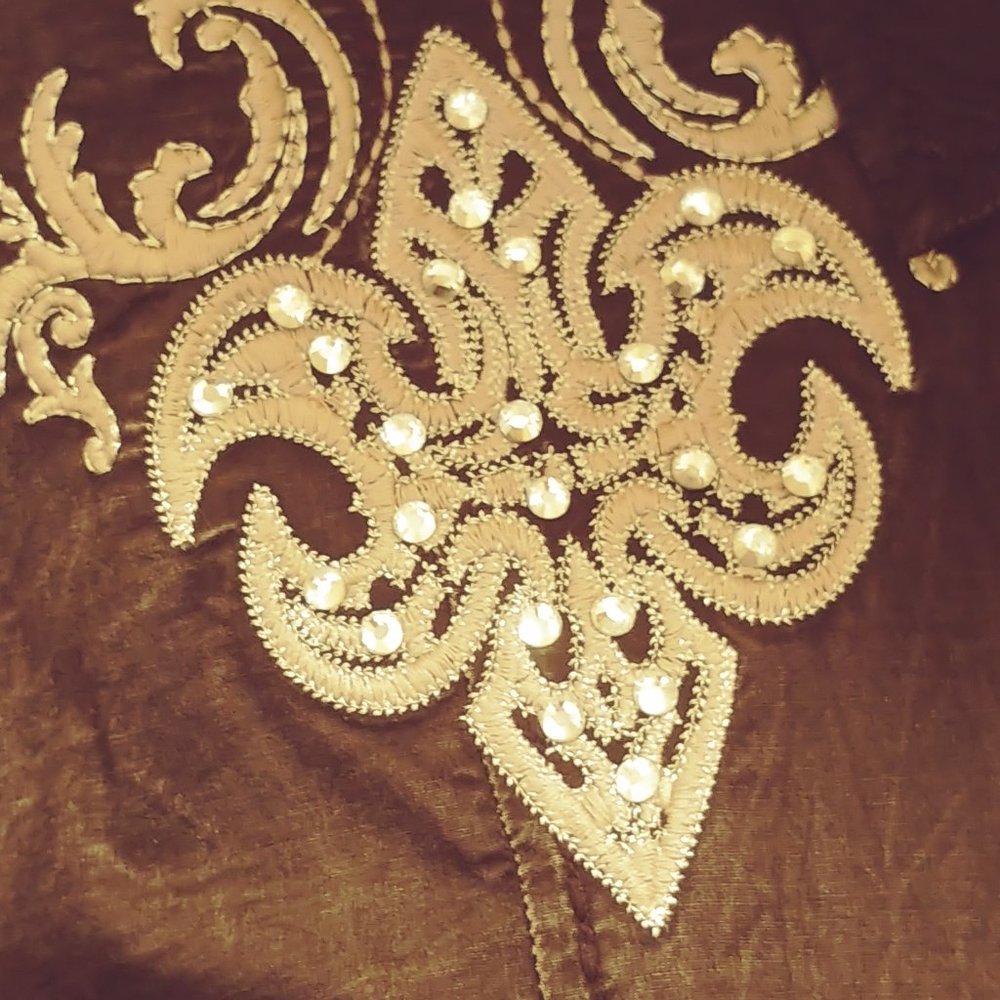 Embroidered Western Style Shirt with Lace and Sequins - Picture 8 of 16